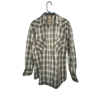 Vintage Big Mac Pearl Snap Brown Plaid Flannel Western Sz Large Outdoor Rodeo